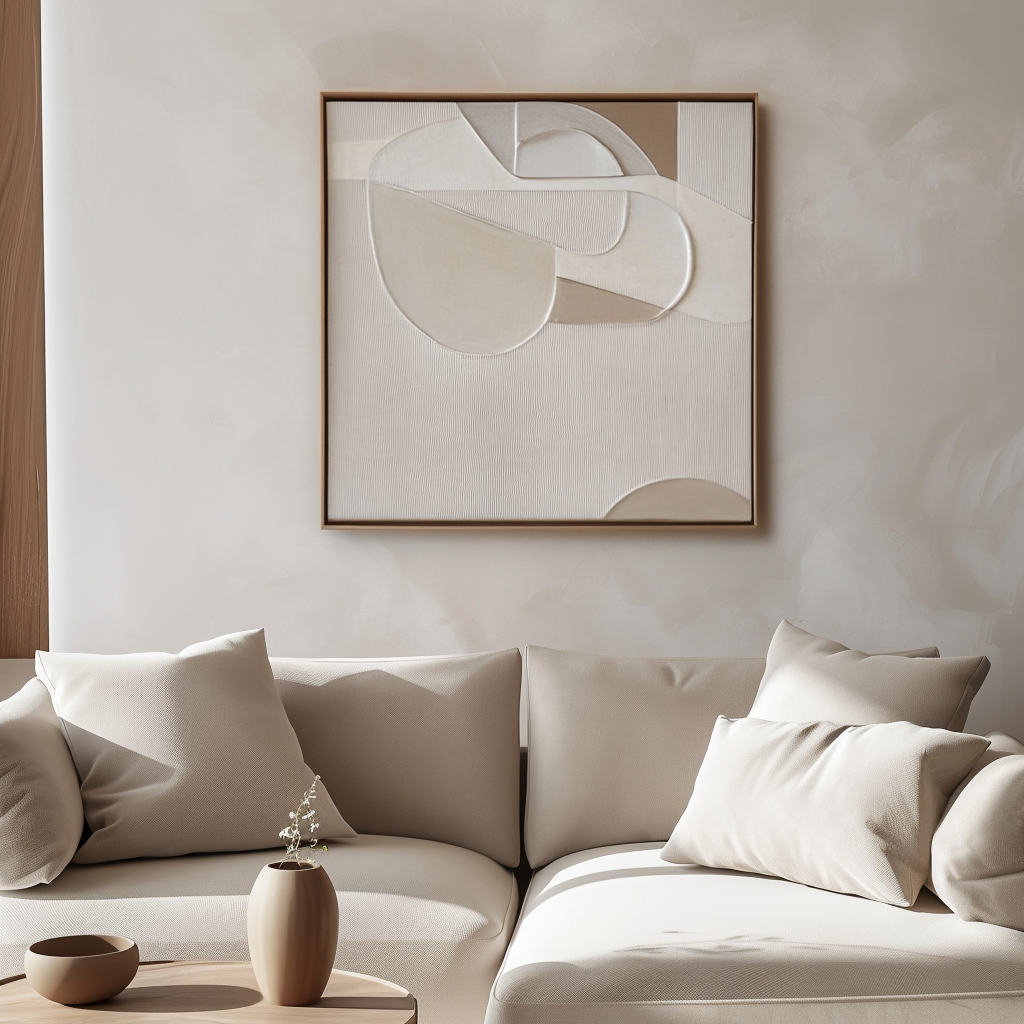Quiet Structure - Minimalist Geometric Neutral Canvas 3D Textured Abstract Wall Art