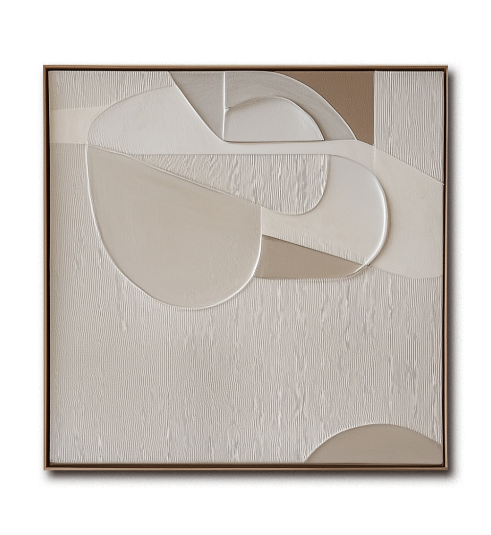 Quiet Structure - Minimalist Geometric Neutral Canvas 3D Textured Abstract Wall Art