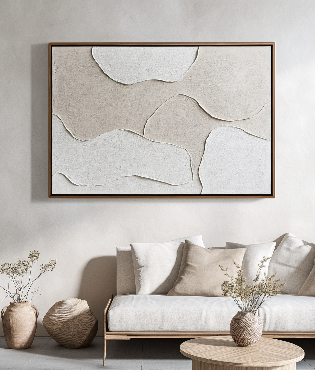 Soft Layers - Neutral Textured Abstract Canvas Wall Art Beige Minimalist Painting