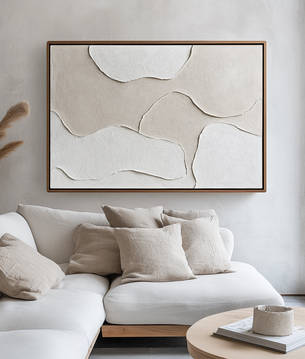 Soft Layers - Neutral Textured Abstract Canvas Wall Art Beige Minimalist Painting