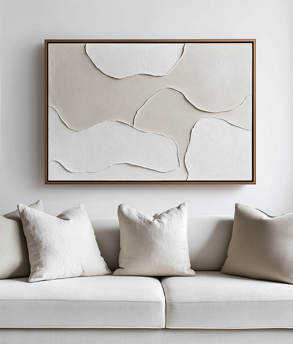 Soft Layers - Neutral Textured Abstract Canvas Wall Art Beige Minimalist Painting