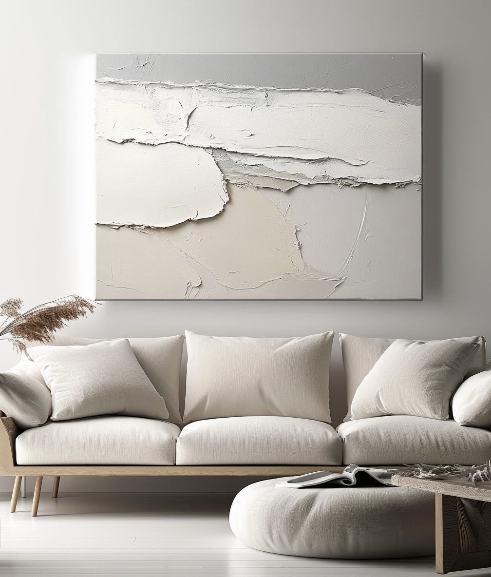 Dust Horizon - Horizontal Neutral Textured Abstract Canvas Wall Art for Modern Decor