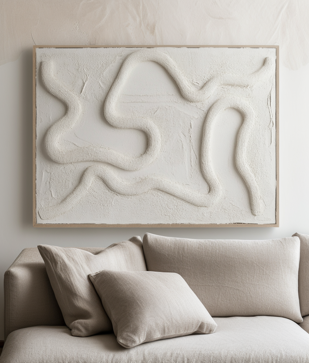 Quiet Maze - White 3D Textured Abstract Canvas Vertical Minimalist Wall Art