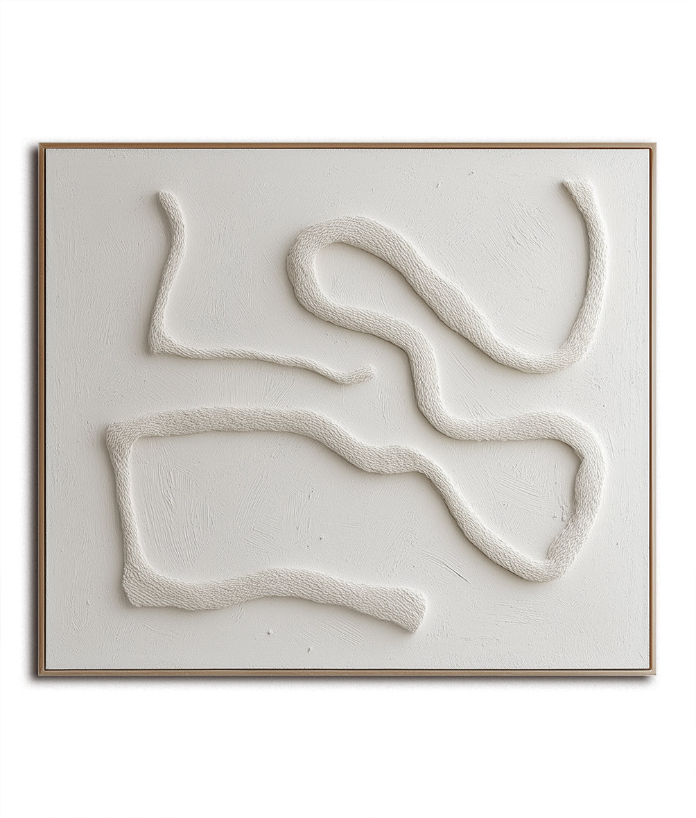 Silent Trace - Minimalist White 3D Textured Canvas Neutral Abstract Wall Art