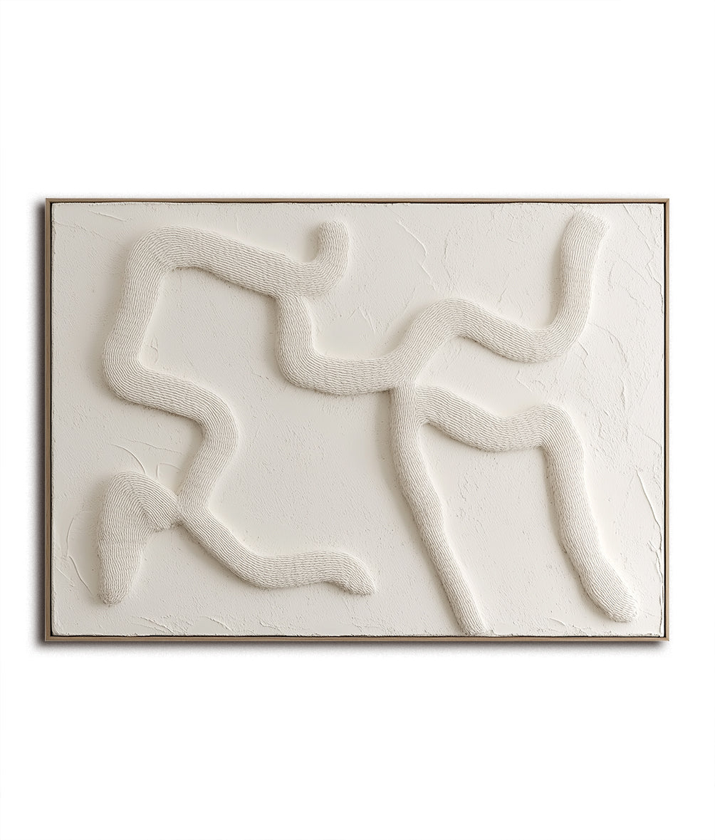 Pathflow - Minimalist 3D Textured Abstract Wall Art Neutral Relief Canvas