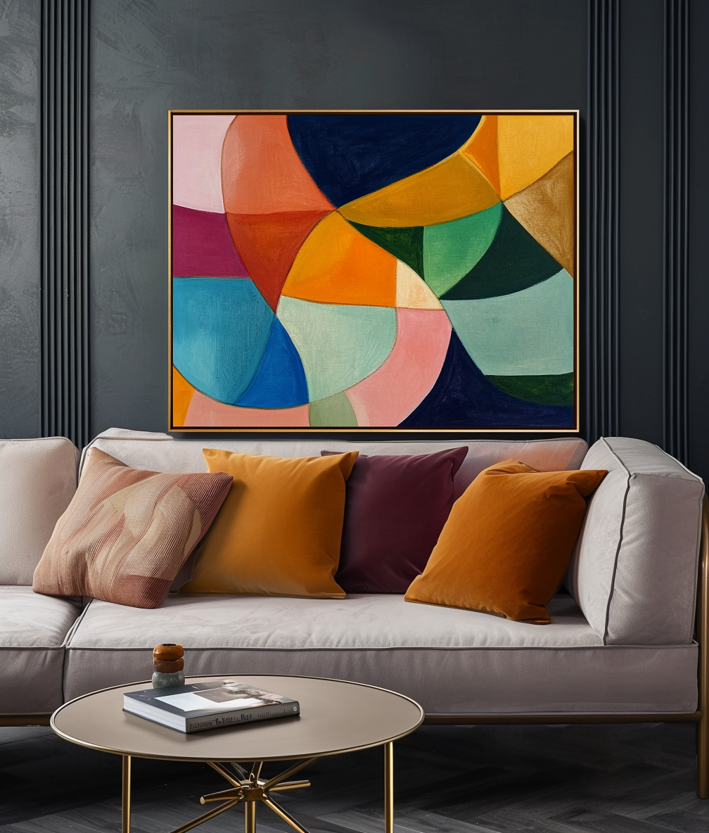 Color Merge - Abstract Geometric Canvas Painting Modern Color Block Wall Art