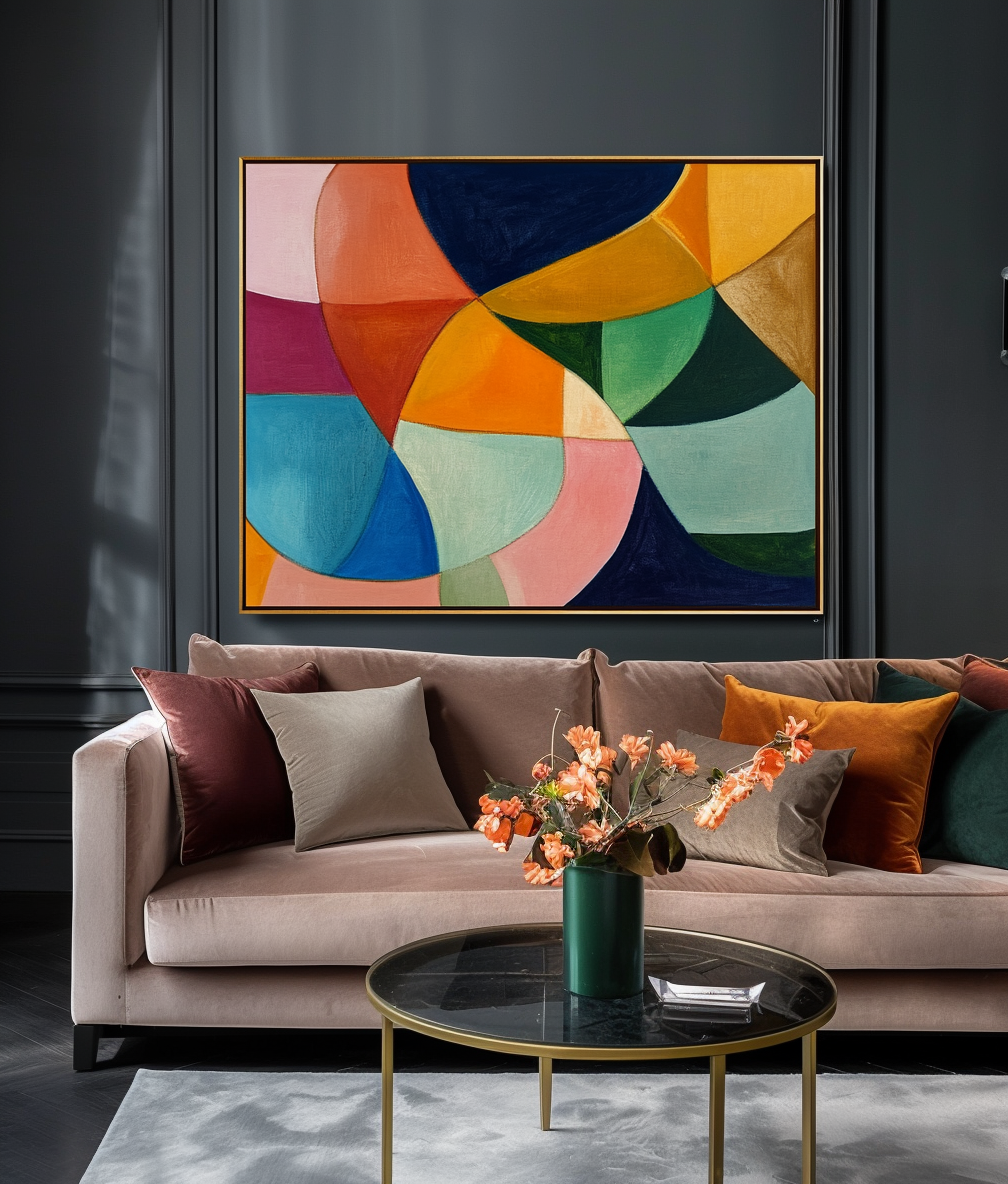Color Merge - Abstract Geometric Canvas Painting Modern Color Block Wall Art