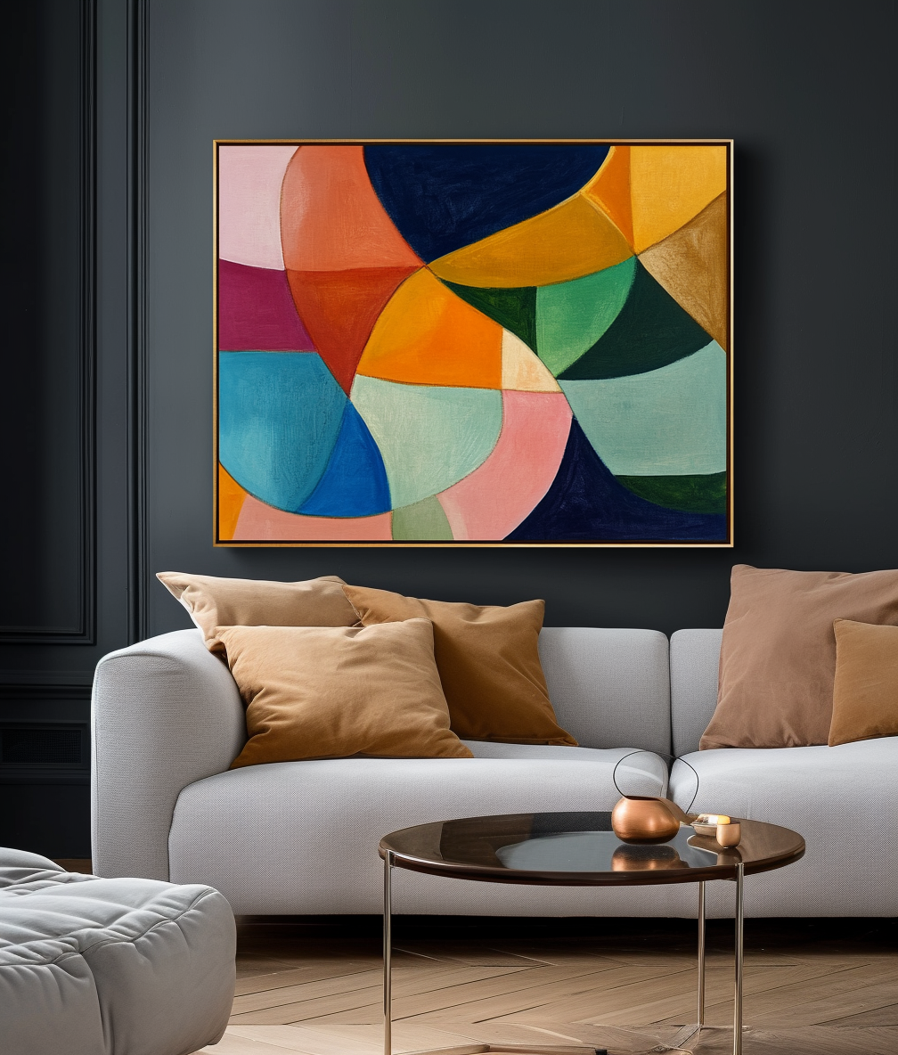 Color Merge - Abstract Geometric Canvas Painting Modern Color Block Wall Art