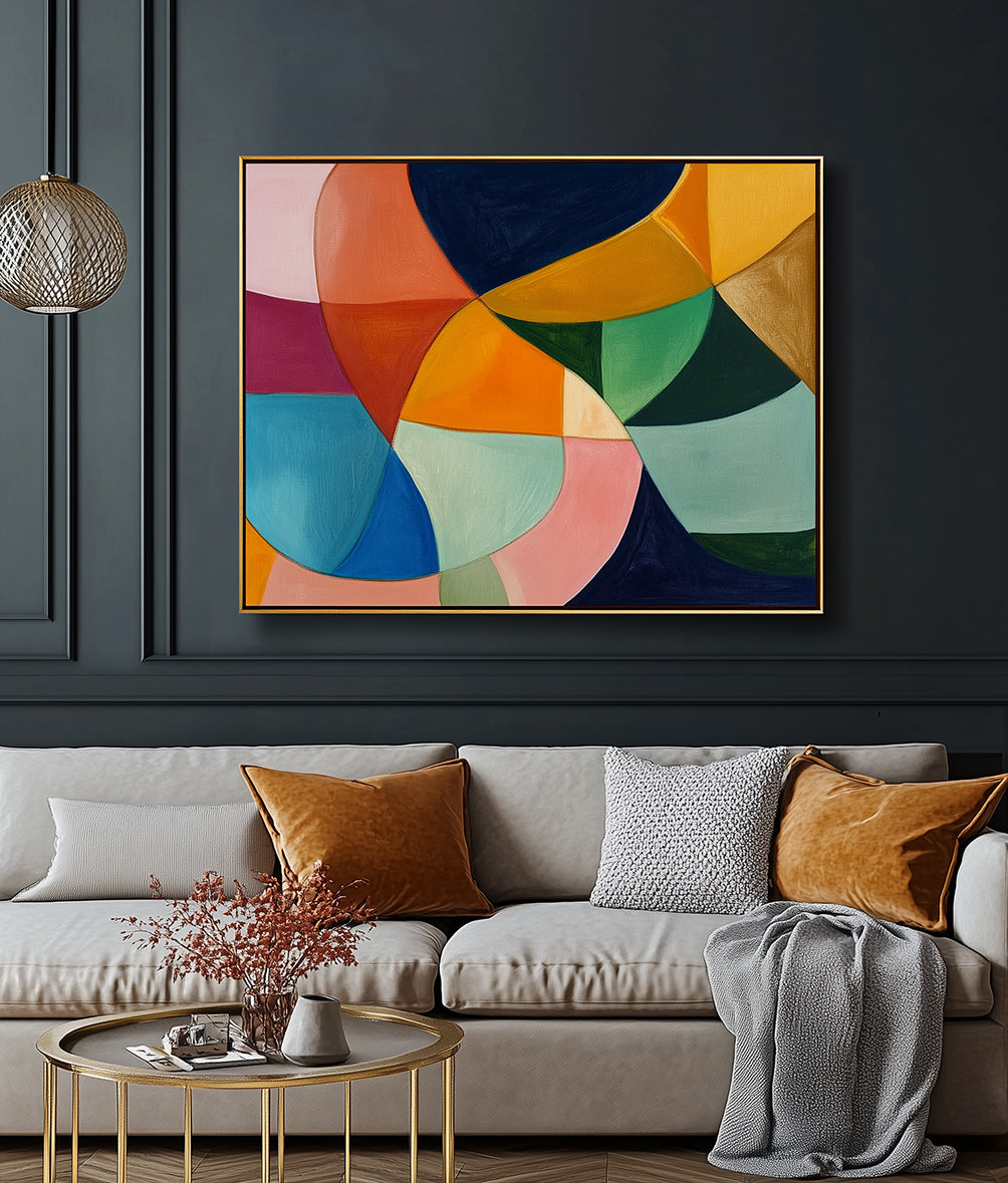 Color Merge - Abstract Geometric Canvas Painting Modern Color Block Wall Art