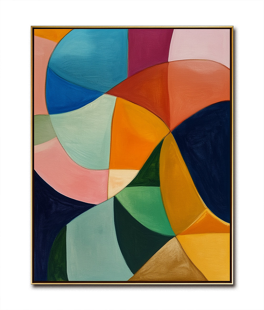 Color Merge - Abstract Geometric Canvas Painting Modern Color Block Wall Art