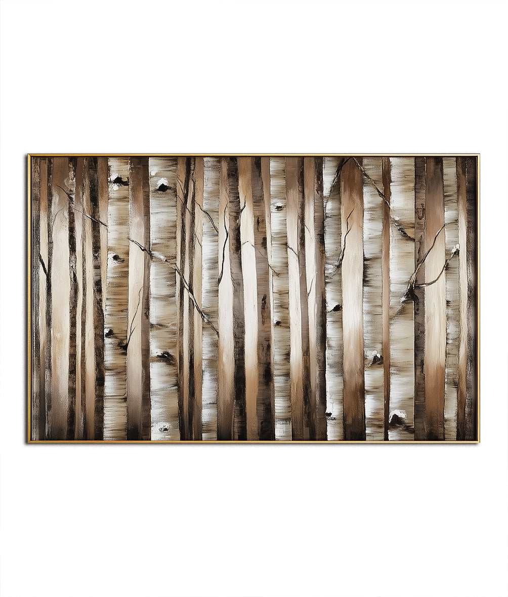 Whispering Pines - Neutral Tree Landscape Painting Textured Forest Wall Art