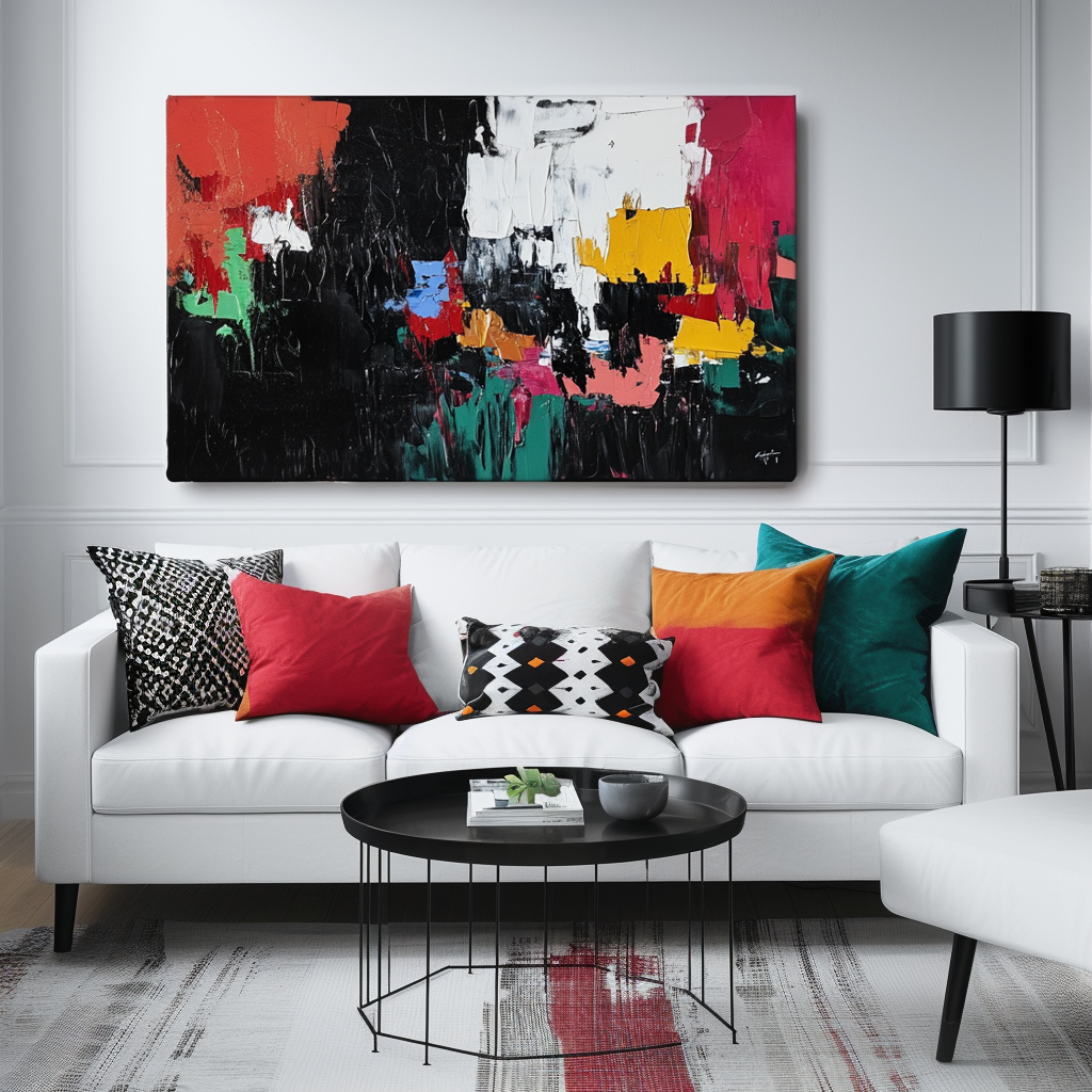 Crimson Flux - Abstract Color Block Painting Modern Textured Wall Art Canvas