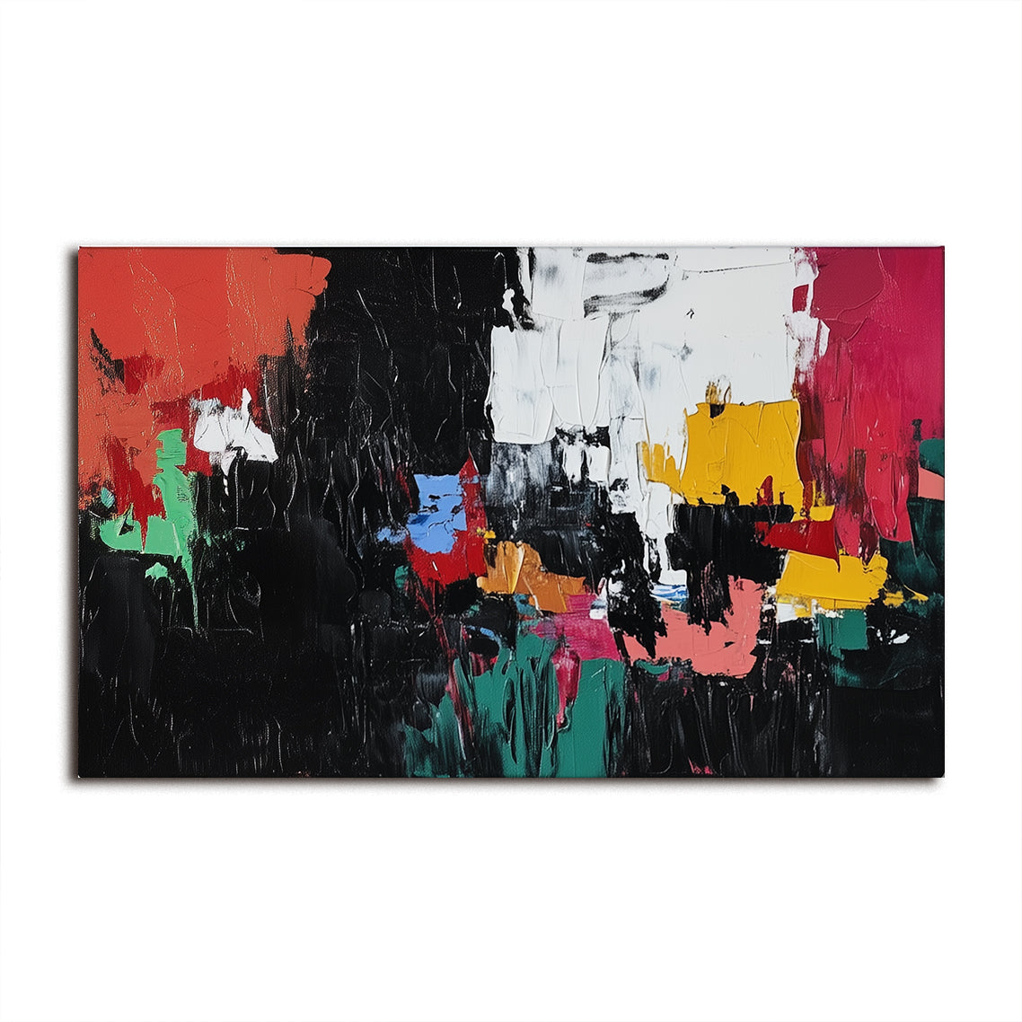 Crimson Flux - Abstract Color Block Painting Modern Textured Wall Art Canvas