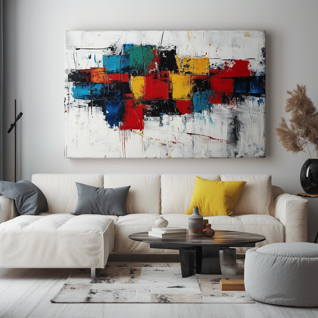 Urban Pulse – Large Modern Abstract Color Block Painting on Canvas