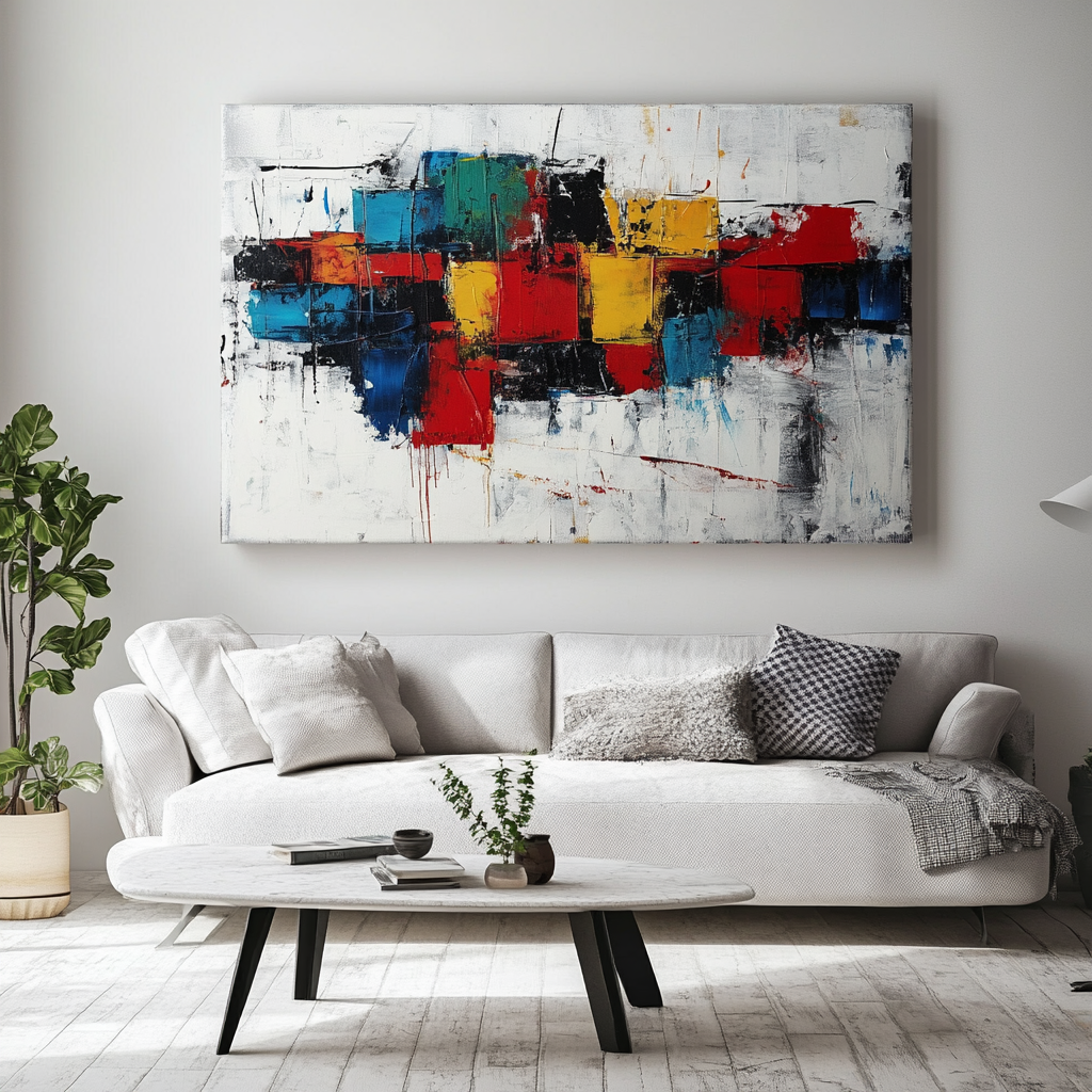 Urban Pulse – Large Modern Abstract Color Block Painting on Canvas
