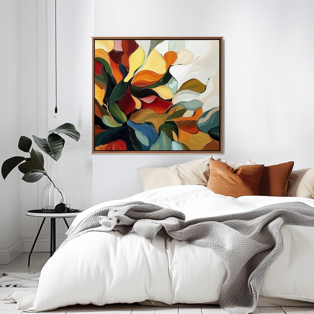 Rhythm of Leaves - Modern Abstract Botanical Canvas Colorful Nature-Inspired Wall Art