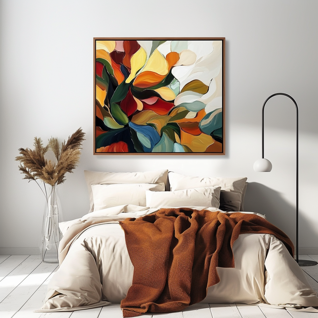Rhythm of Leaves - Modern Abstract Botanical Canvas Colorful Nature-Inspired Wall Art