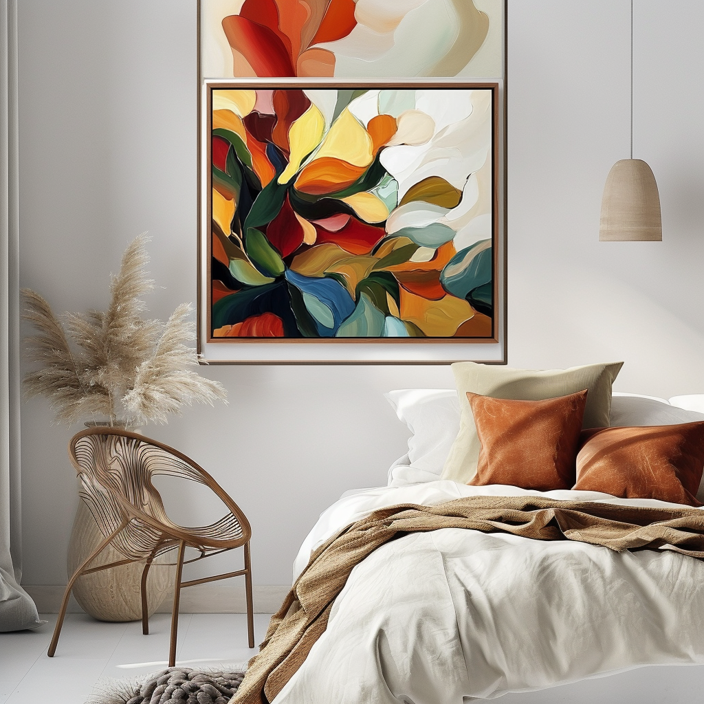 Rhythm of Leaves - Modern Abstract Botanical Canvas Colorful Nature-Inspired Wall Art