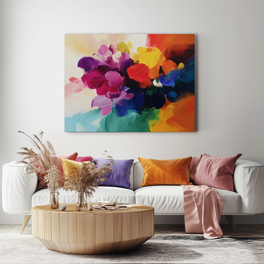 Color Bloom – Bold Abstract Floral Canvas Painting