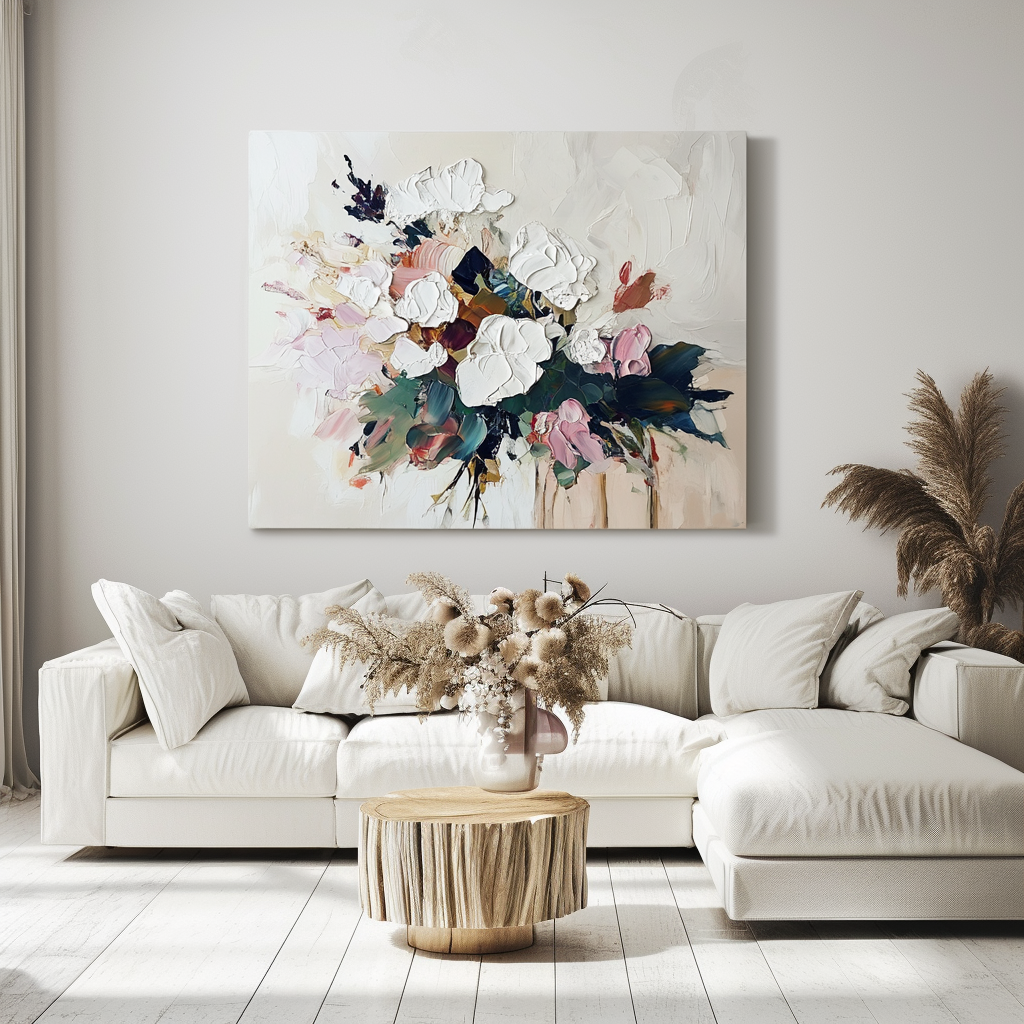 Blossom Reverie – Textured Abstract Floral Painting