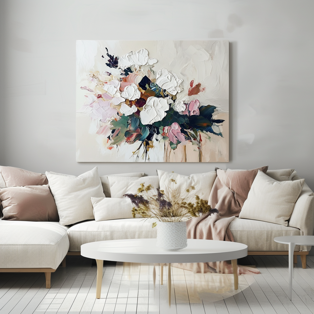 Blossom Reverie – Textured Abstract Floral Painting