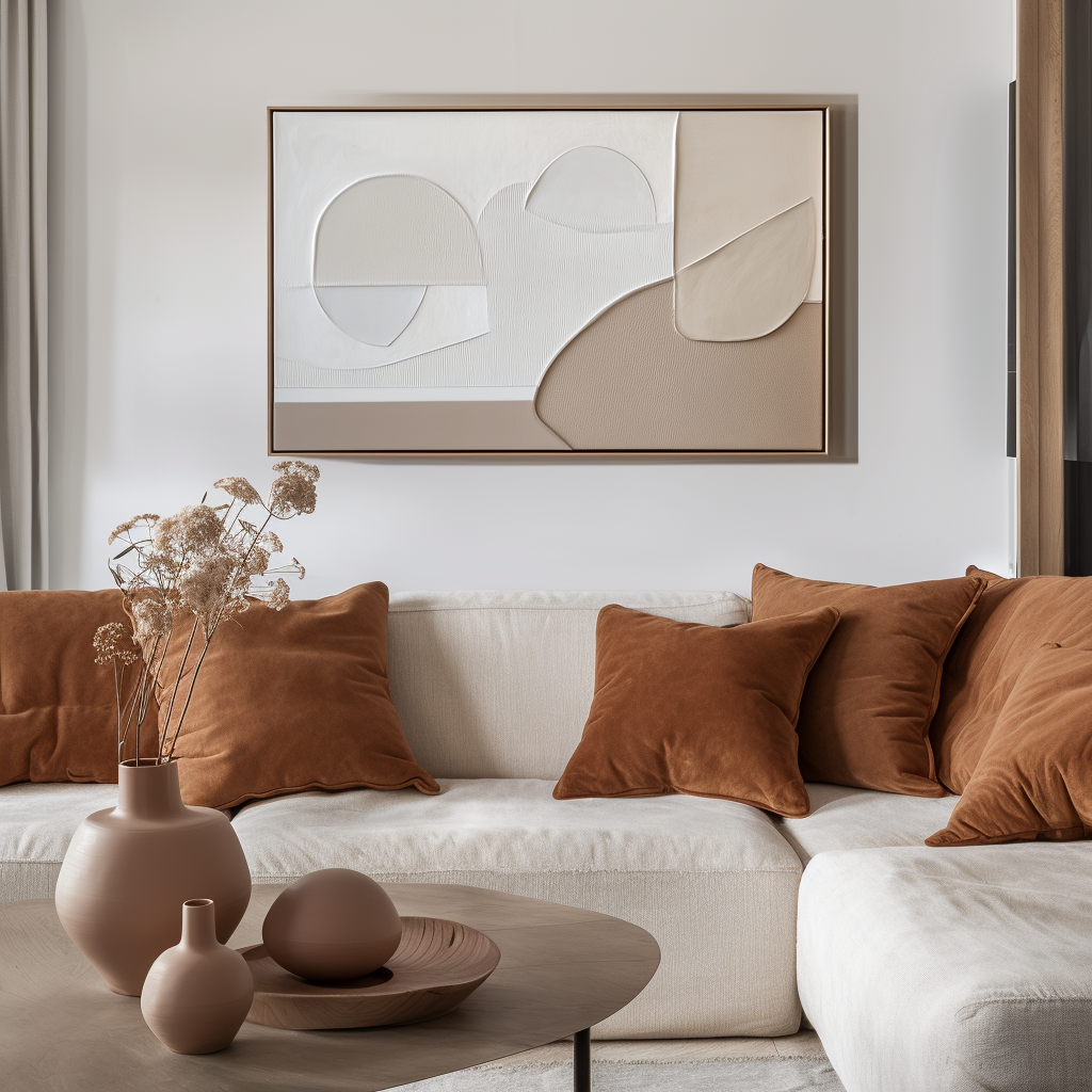 Calm Form – Neutral Geometric Abstract Canvas Textured Wall Art Horizontal Decor