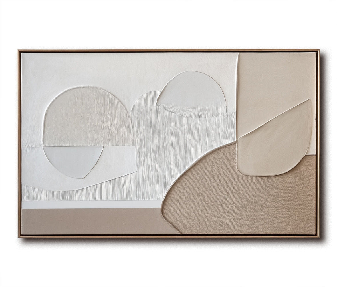 Calm Form – Neutral Geometric Abstract Canvas Textured Wall Art Horizontal Decor