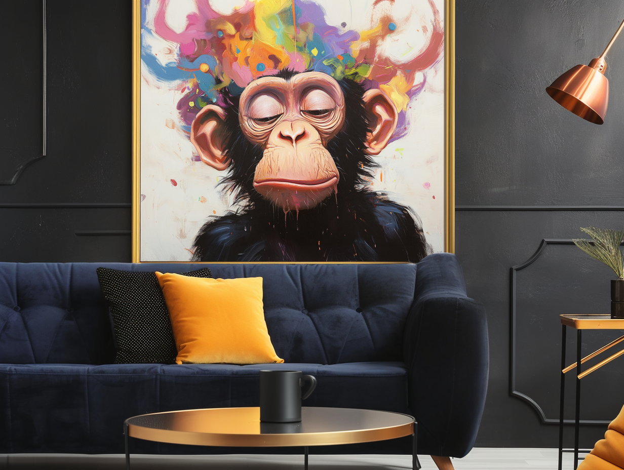 Mind Blown - Colorful Abstract Monkey Wall Art Modern Pop Animal Canvas Painting