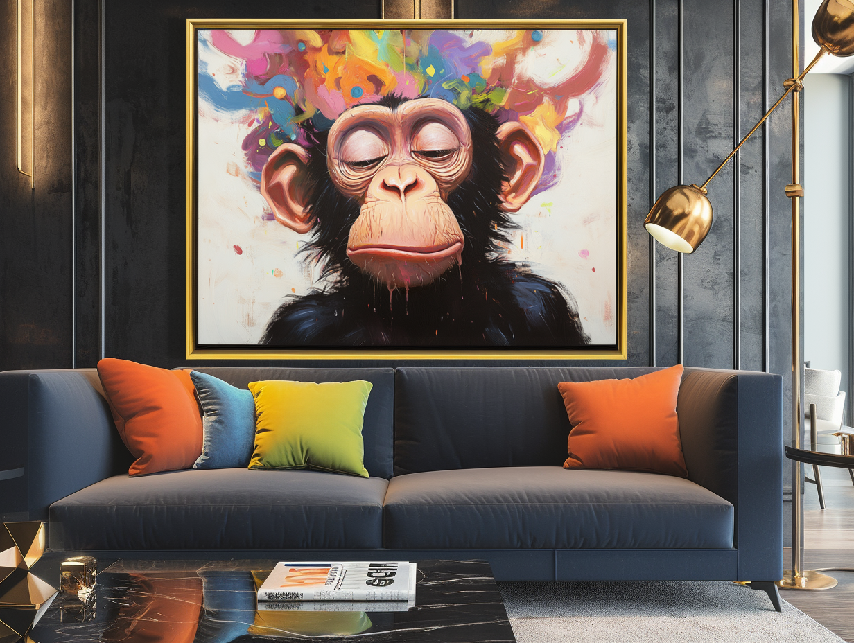 Mind Blown - Colorful Abstract Monkey Wall Art Modern Pop Animal Canvas Painting