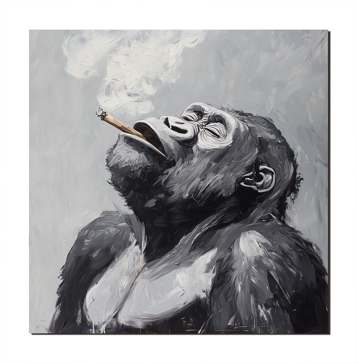 Smoking Gorilla Oil Painting Modern Graffiti Style Wall Art Decor