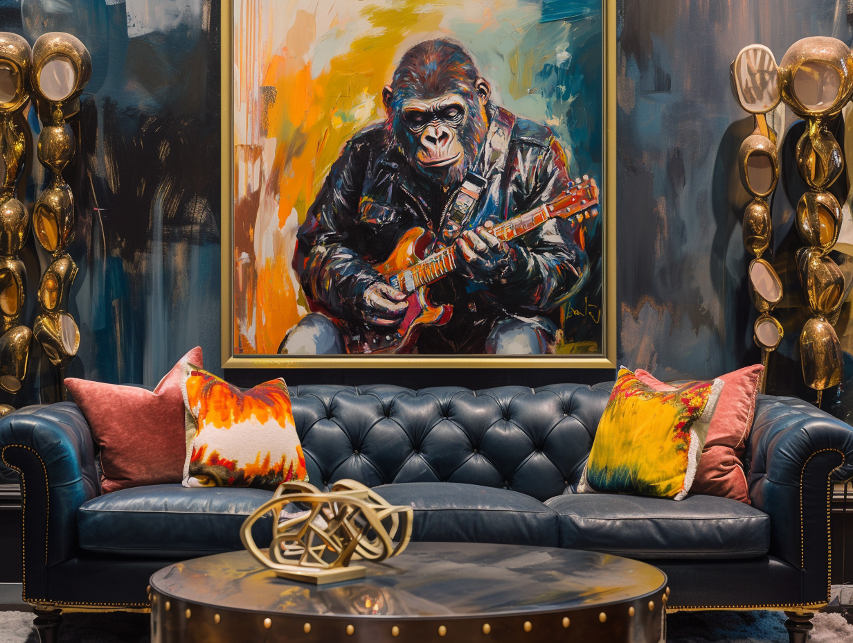 Ape Solo - Rockstar Gorilla Painting Cool Animal Guitar Wall Art for Music Lovers