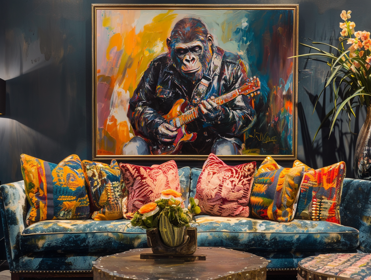 Ape Solo - Rockstar Gorilla Painting Cool Animal Guitar Wall Art for Music Lovers