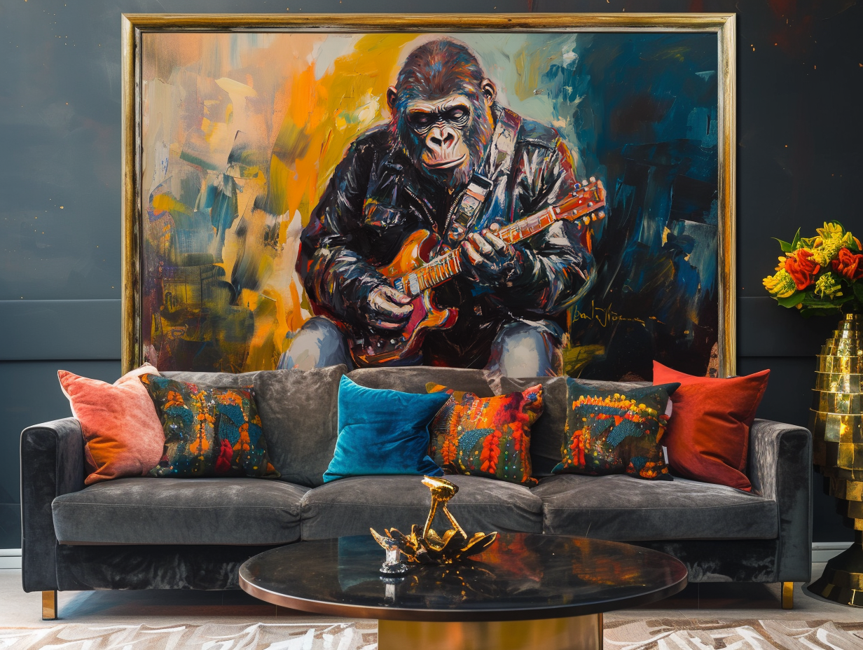 Ape Solo - Rockstar Gorilla Painting Cool Animal Guitar Wall Art for Music Lovers