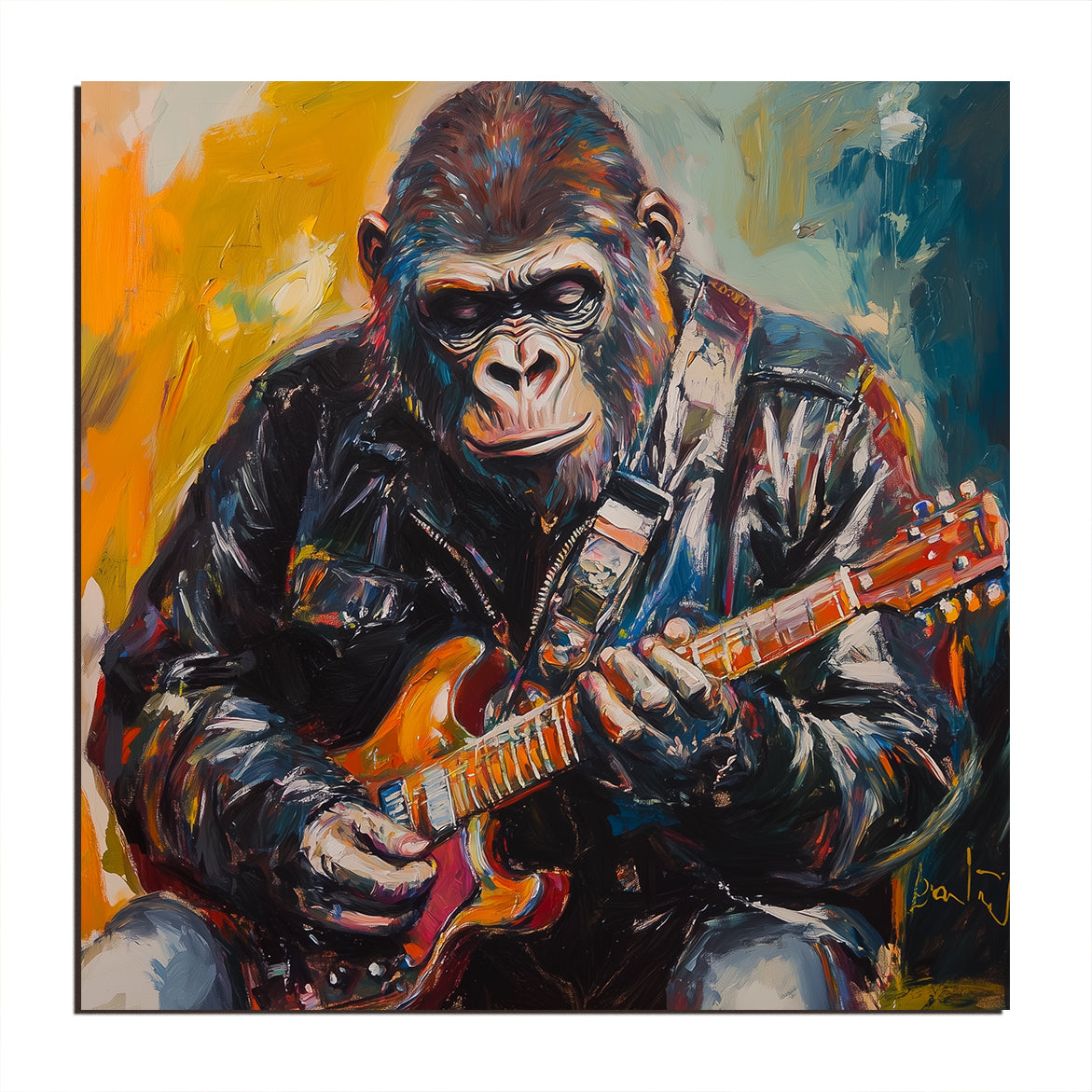 Ape Solo - Rockstar Gorilla Painting Cool Animal Guitar Wall Art for Music Lovers