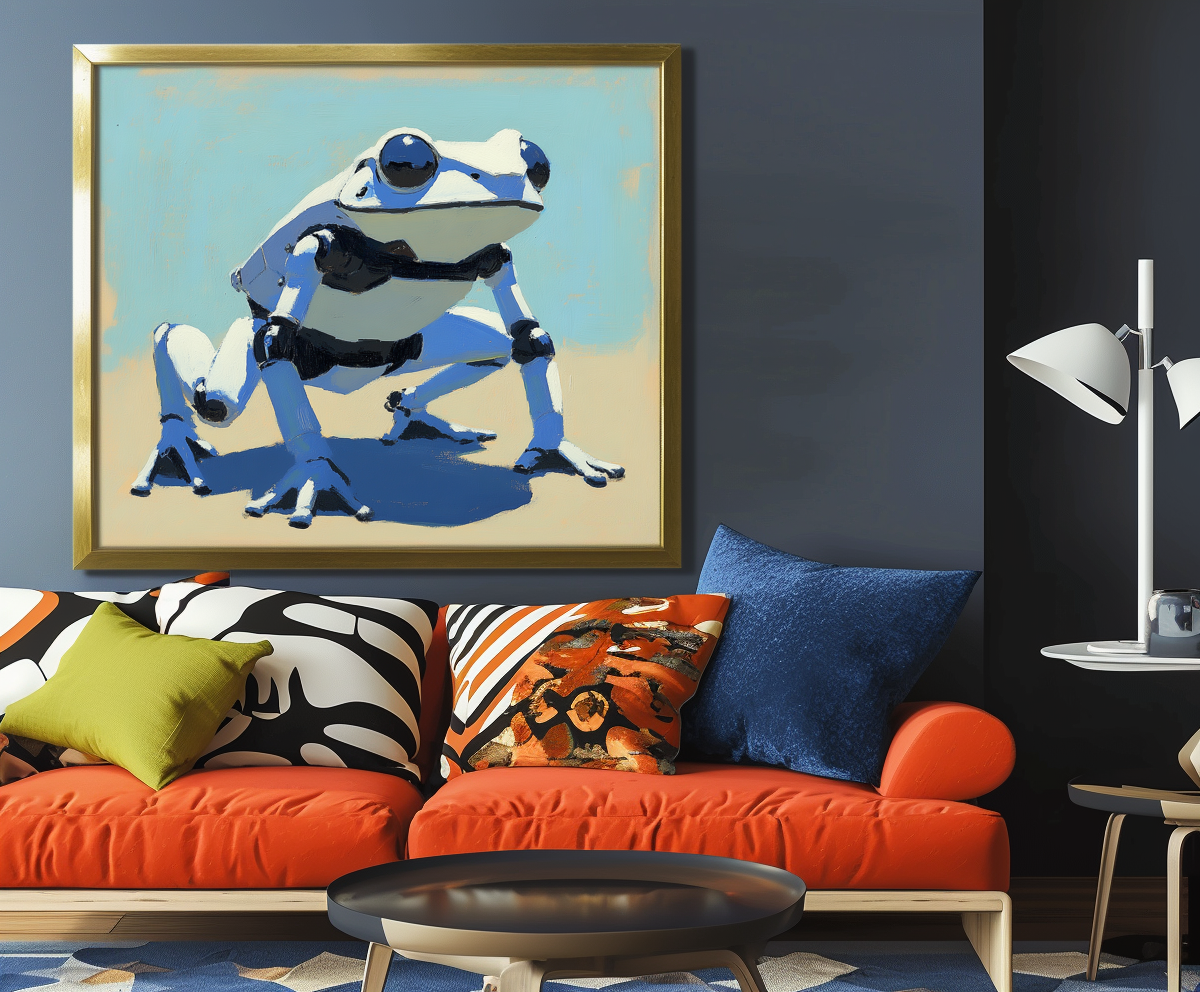Cyber Hop - Robot Frog Art Futuristic Animal Wall Decor with Sci-Fi Style