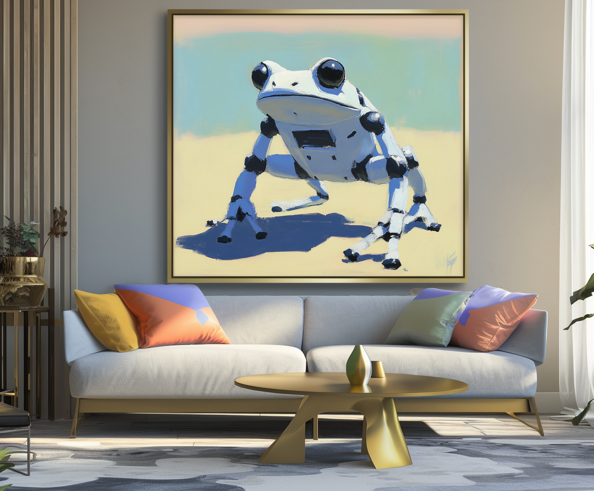 Cyber Hop - Robot Frog Art Futuristic Animal Wall Decor with Sci-Fi Style