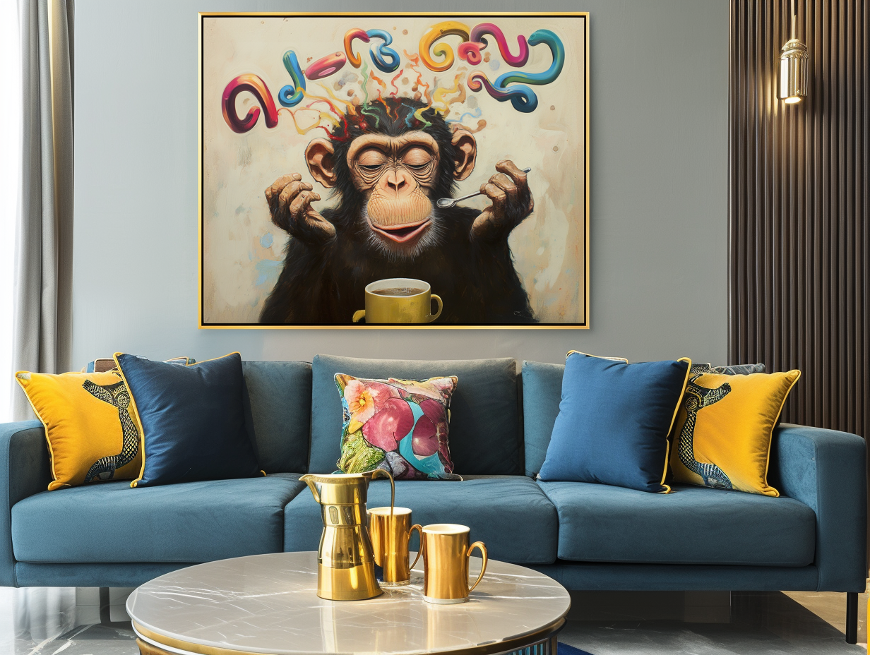 Espresso Explosion - Funny Monkey Coffee Art Colorful Abstract Pop Wall Decor