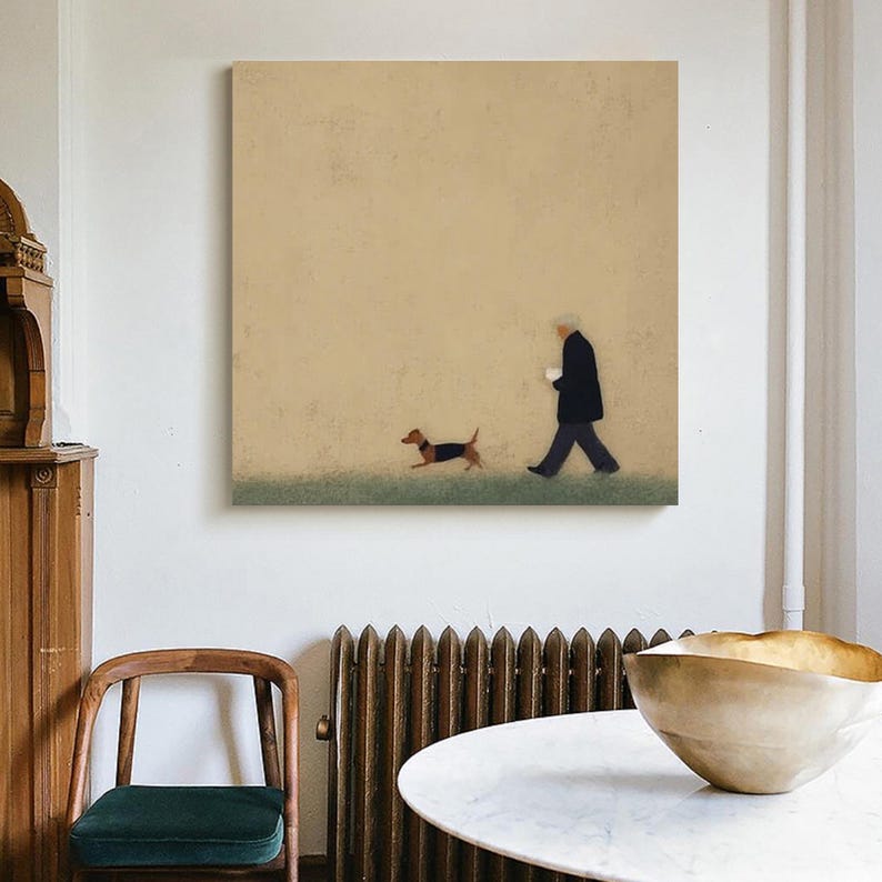 Quiet Walk — Minimal Figurative Oil Painting for Modern Interiors