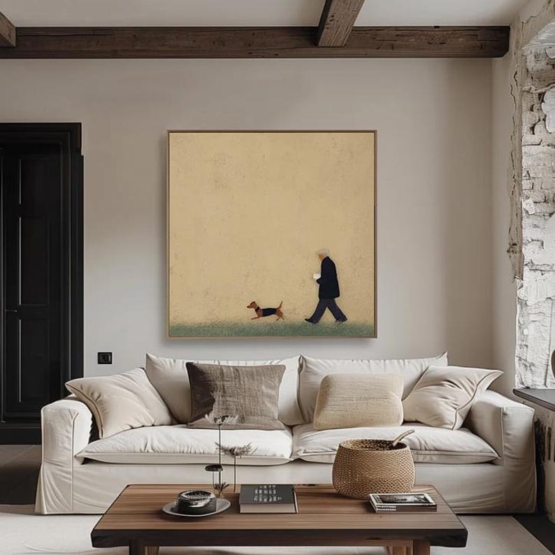 Quiet Walk — Minimal Figurative Oil Painting for Modern Interiors