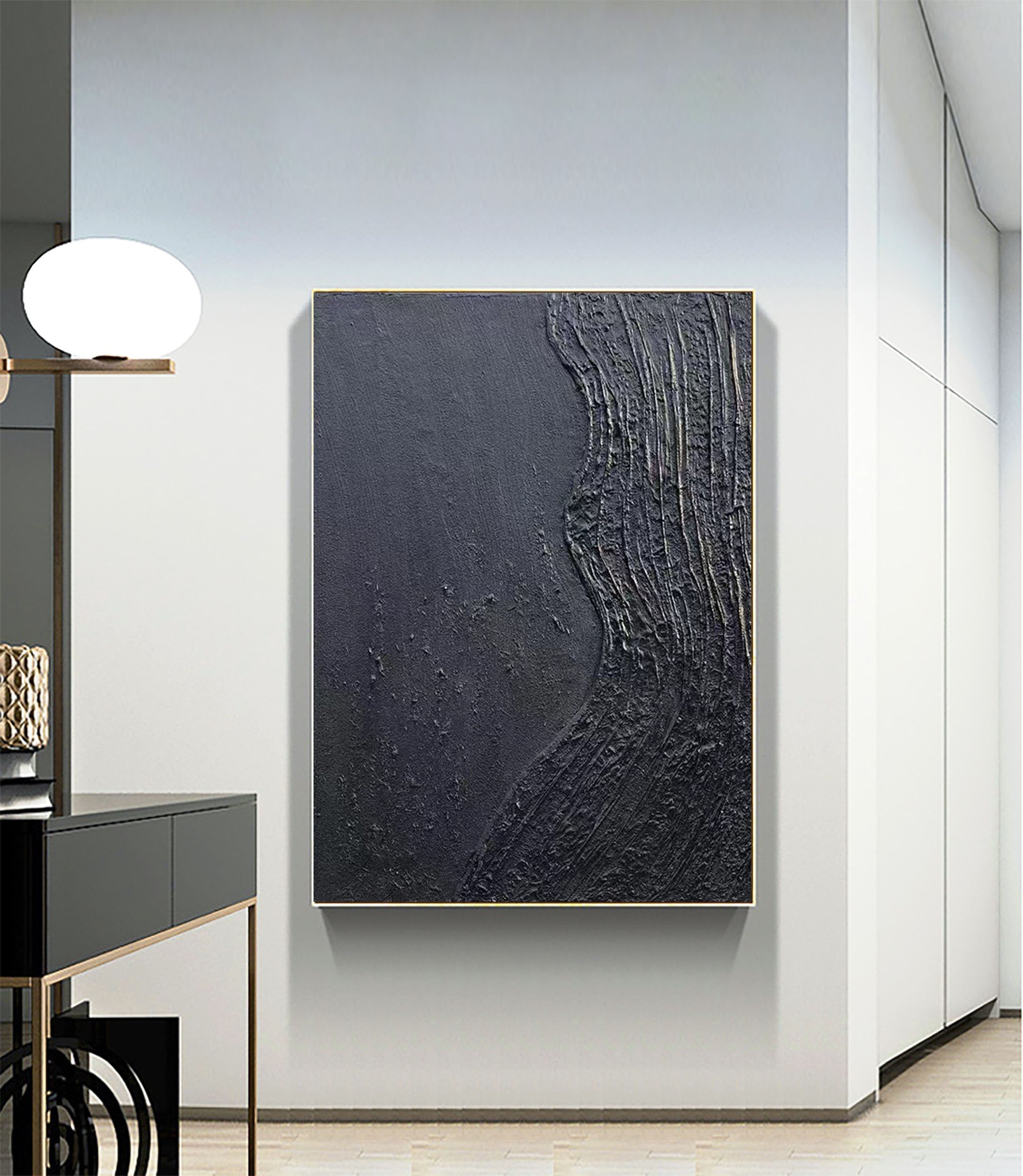 Earthâs Edge: Textured Black Canvas