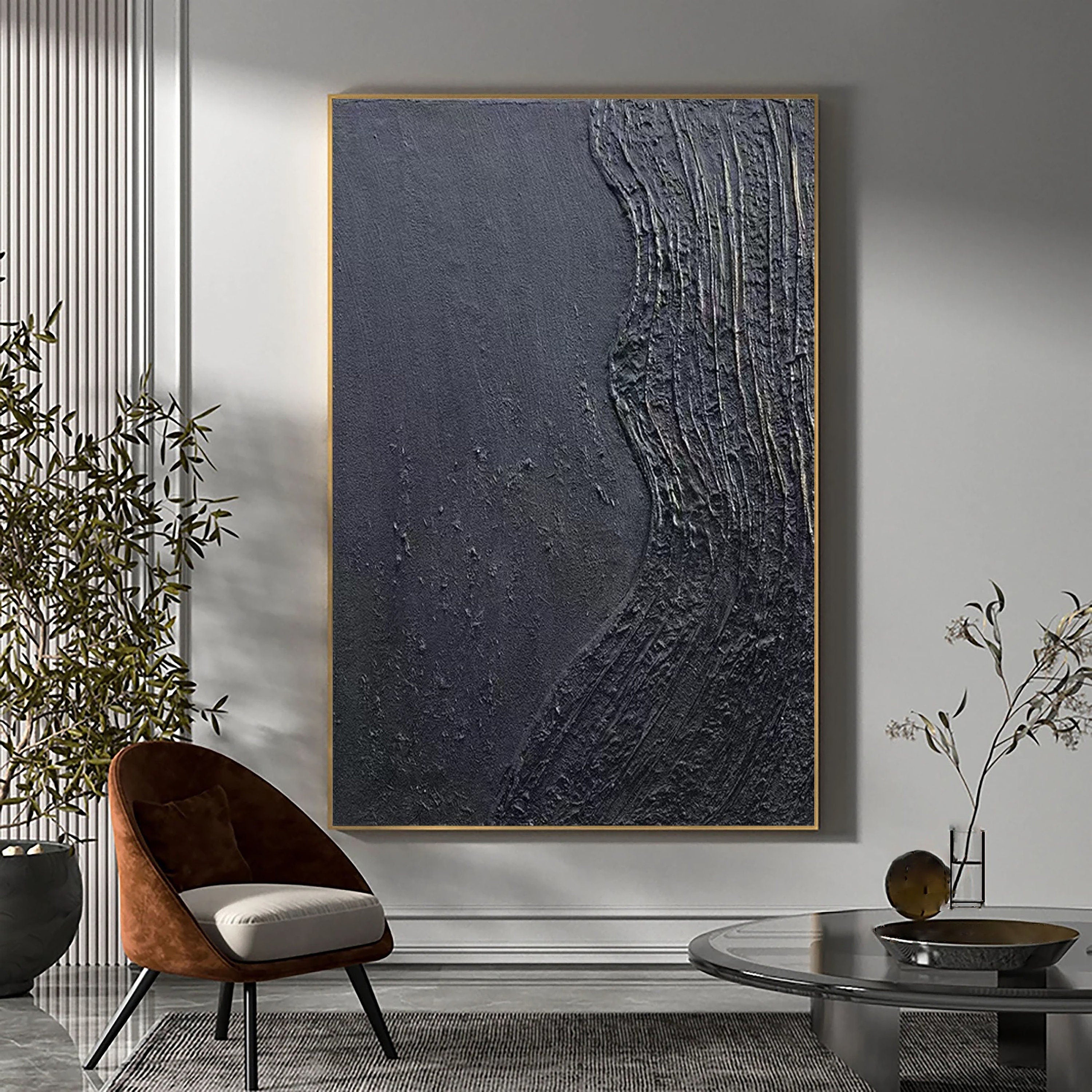 Earthâs Edge: Textured Black Canvas