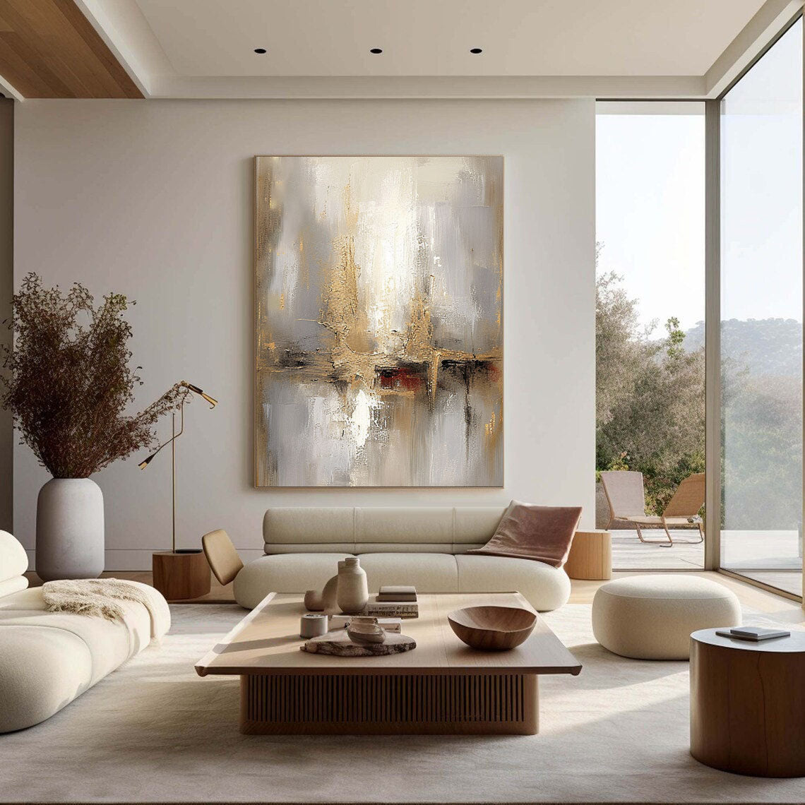 Golden Serenity: Abstract Elegance