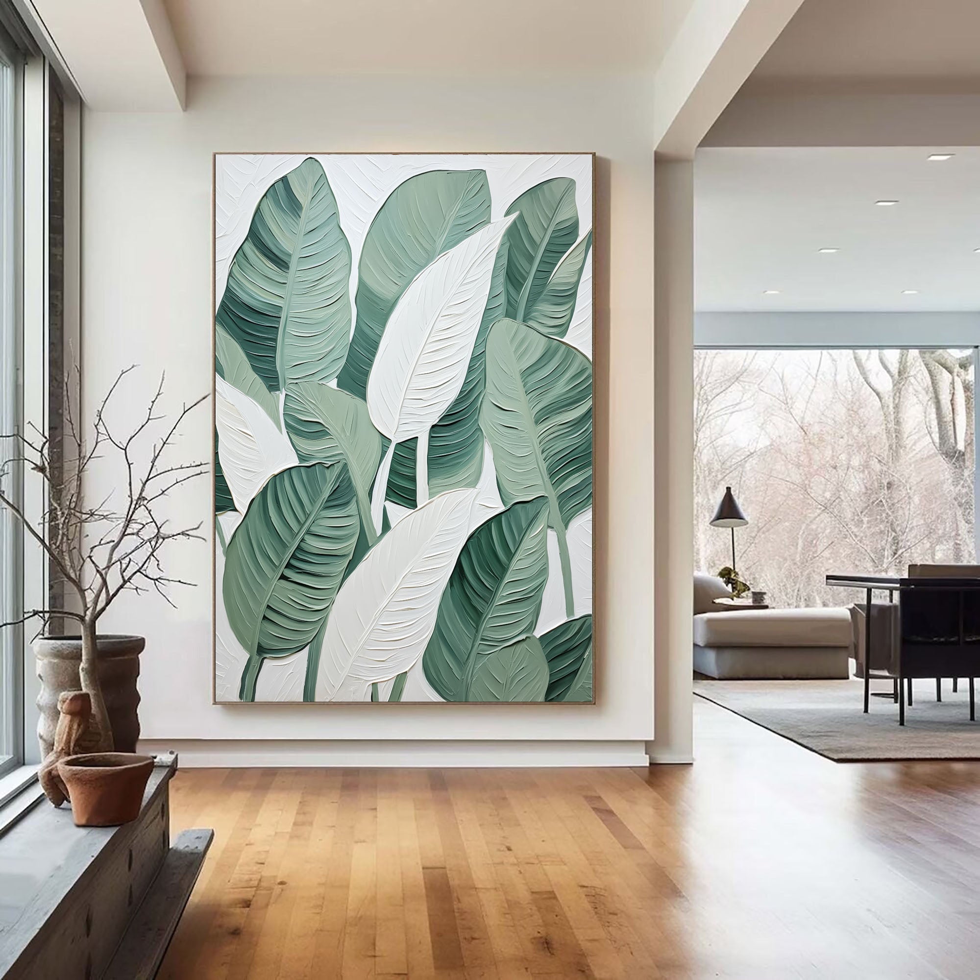 Tropical Serenity: Leafy Canvas Art