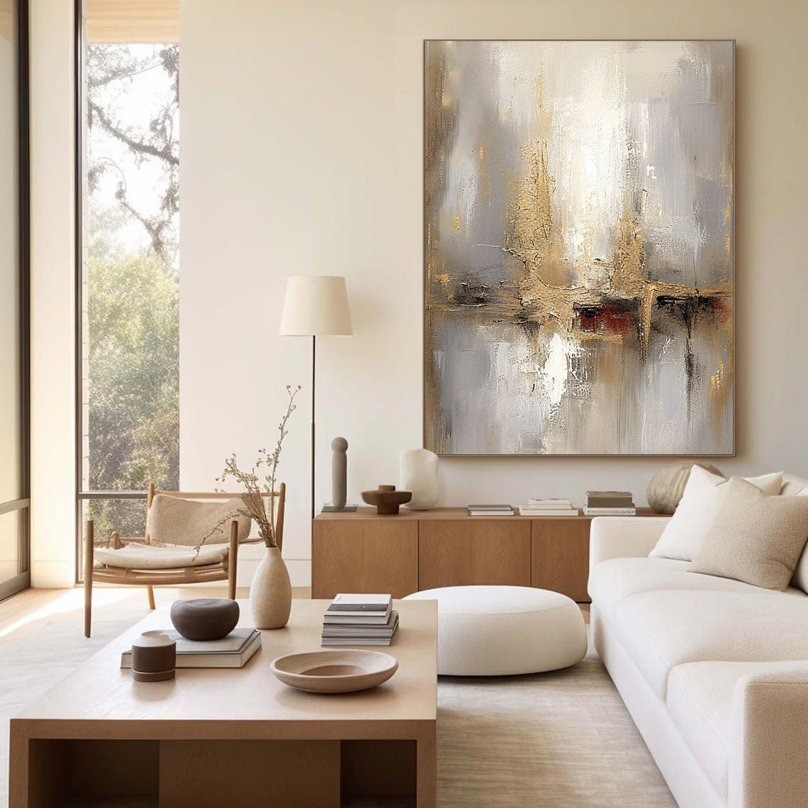 Golden Serenity: Abstract Elegance