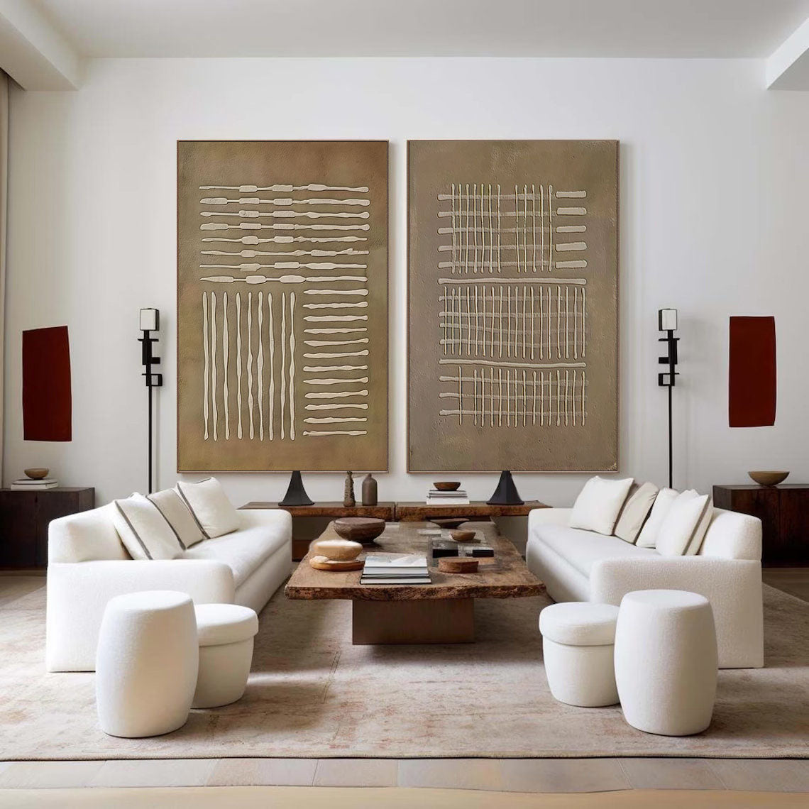 Beige & Brown Minimalist Painting Set Of 2 #BBS 009