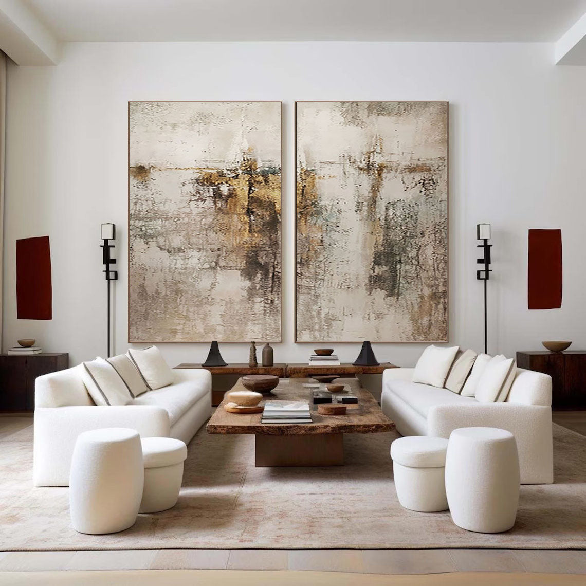 Beige & Brown Minimalist Painting Set Of 2 #BBS 013