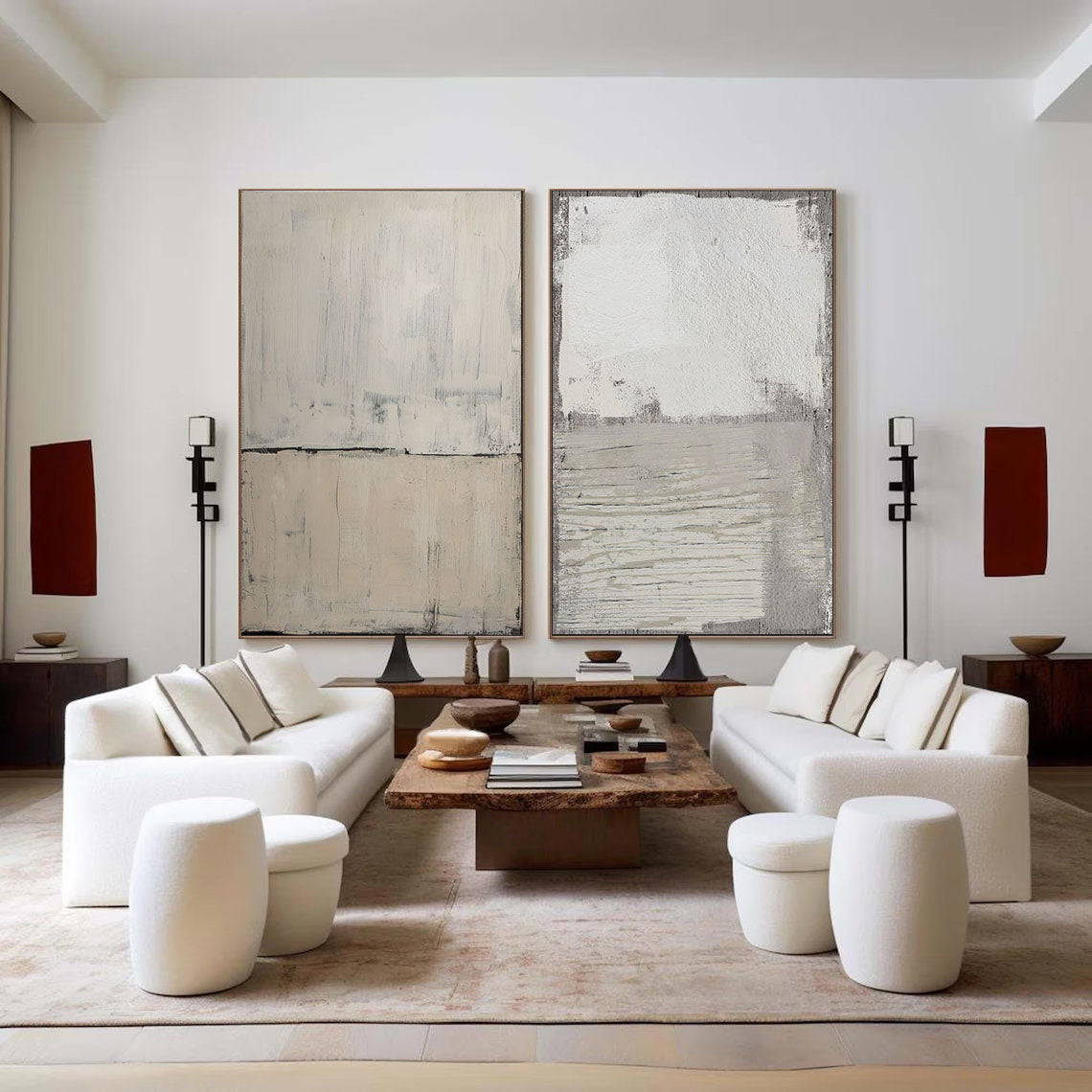 Beige & Brown Minimalist Painting Set Of 2 #BBS 015