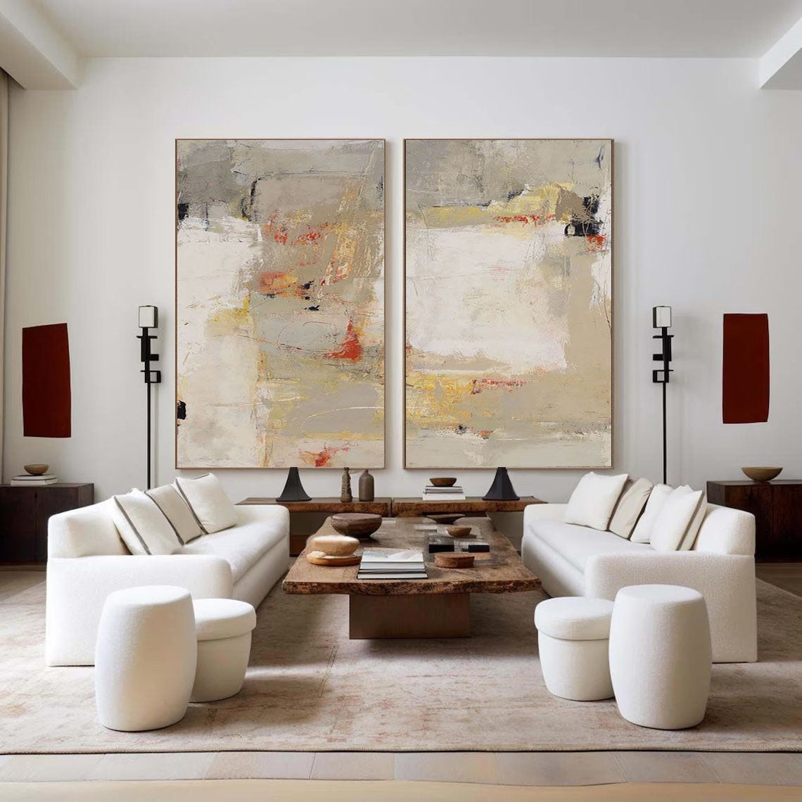 Beige & Brown Minimalist Painting Set Of 2 #BBS 014