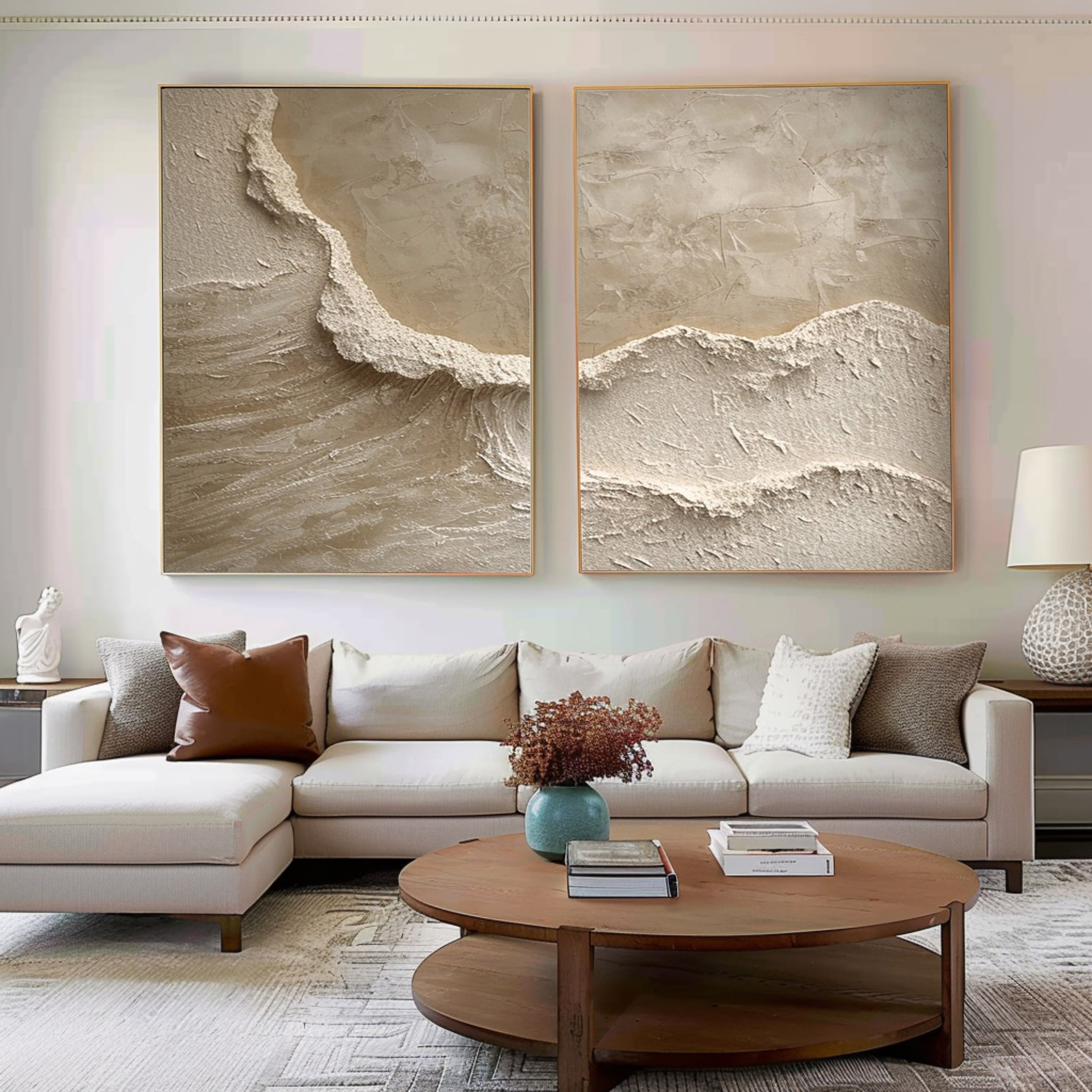 Beige & Brown Minimalist Painting Set Of 2 #BBS 004