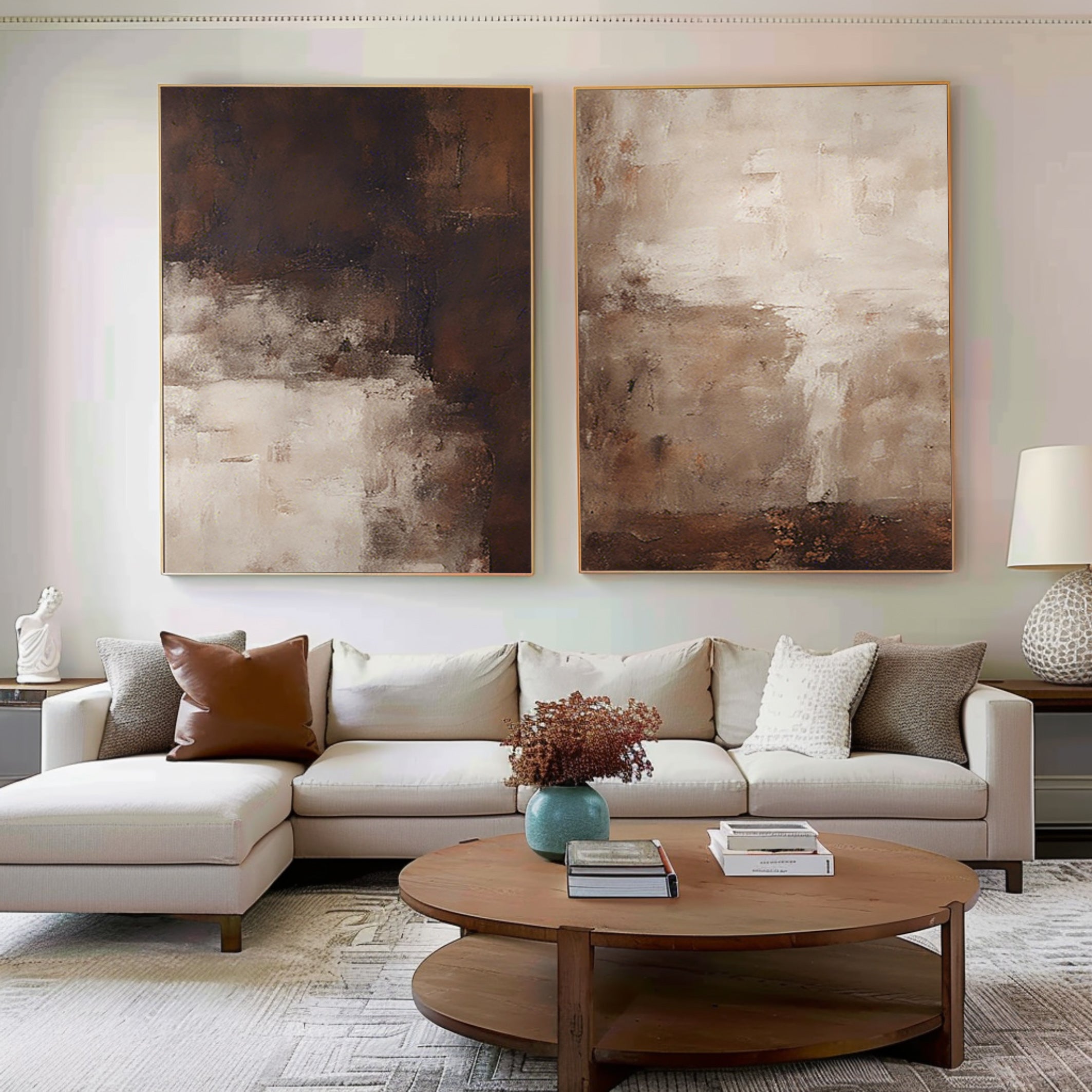 Beige & Brown Minimalist Painting Set Of 2 #BBS 003